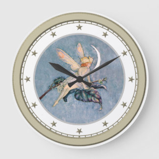 Moon Fairy Silver Star Clock Große Wanduhr