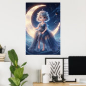 Moon Fairy Starry Night Art Poster (Heimbüro)