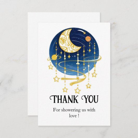 Moon Falling Stars Kinderdusche Dankeskarte (Vorne/Hinten)