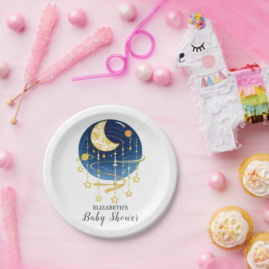 Moon Falling Stars Kinderdusche Pappteller (Party)