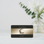 Moon Feather Gold Black Yoga Studio Visitenkarte (Stehend Vorderseite)