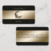 Moon Feather Gold Black Yoga Studio Visitenkarte (Vorne/Hinten)