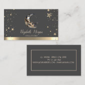 Moon Feather Gold Stars Yoga Studio Visitenkarte (Vorne/Hinten)