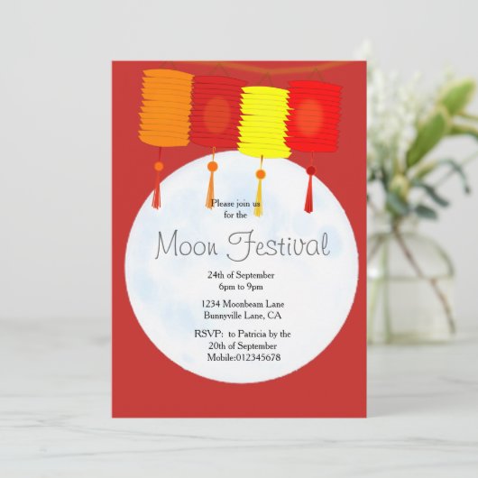 Moon Festival - Chinesische Herbstfestival Einladu Einladung (Stehend Vorderseite)