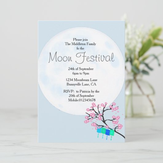 Moon Festival - Chinesische Herbstfestival Einladu Einladung (Stehend Vorderseite)