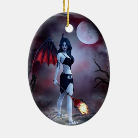 Moon fire Succubus Keramik Ornament (Hinten)