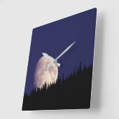 Moon & Forest | Glacier Nationalpark Montana Quadratische Wanduhr (Winkel)