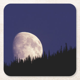 Moon & Forest | Glacier Nationalpark Montana Rechteckiger Pappuntersetzer