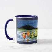 Moon Frogs Family Night Time Design Dunkelblaue Ta Tasse (Links)