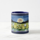 Moon Frogs Family Night Time Design Dunkelblaue Ta Tasse (Zentrum)