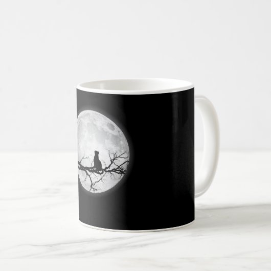 Moon Full Moon Cat Space Kaffeetasse (VorderseiteRechts)