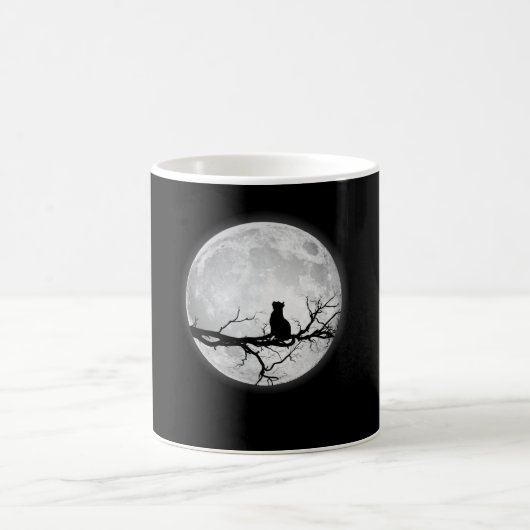 Moon Full Moon Cat Space Kaffeetasse (Mittel)