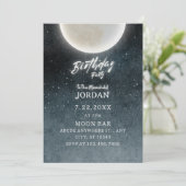 Moon Galaxy Geburtstag Einladung (Stehend Vorderseite)