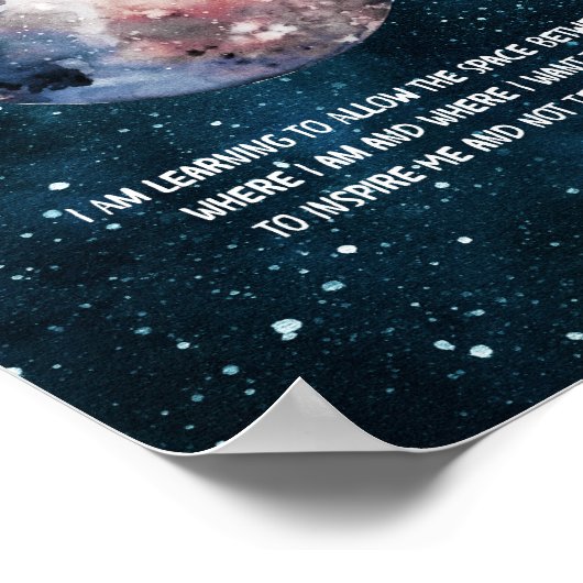Moon Galaxy Zitat Poster (Ecke)