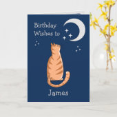 Moon Gazing Ginger Cat Card Karte (Gelbe Blume)