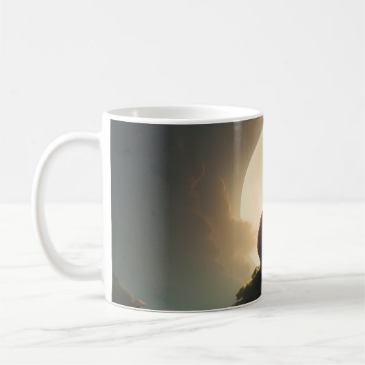 Moon Gazing Hare Aquarelldesign Kaffeetasse (Links)