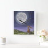 Moon Gazing Hare Clock Quadratische Wanduhr (Zuhause)
