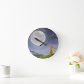 Moon Gazing Hare Clock Runde Wanduhr (Zuhause)