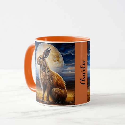 Moon Gazing Hare Personalisiert Tasse (Vorderseite Links)