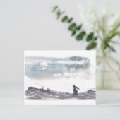 Moon Gazing Hare Postcard Postkarte (Stehend Vorderseite)