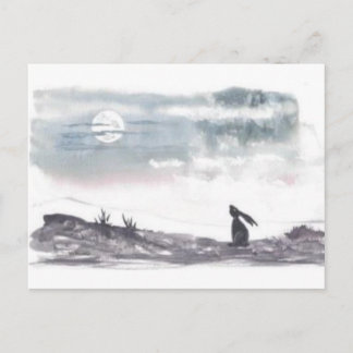 Moon Gazing Hare Postcard Postkarte
