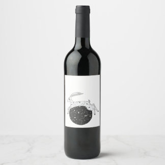 Moon Gazing Hare Wein oder Getränke Label Weinetikett