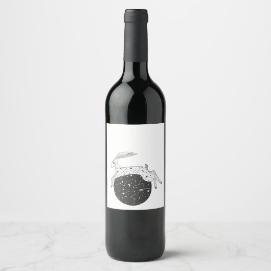 Moon Gazing Hare Wein oder Getränke Label Weinetikett (Vorderseite)