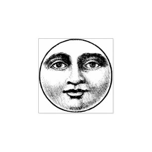 Moon-Gesicht Gummistempel