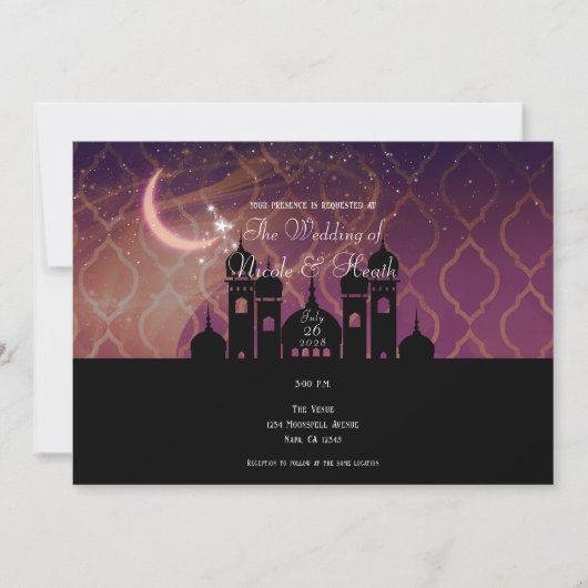 Moon Glow Arabian Nights Marokkanische Hochzeit Einladung (Vorderseite)