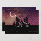 Moon Glow Arabian Nights Marokkanisches Süße 16 Einladung (Vorne/Hinten)