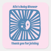 Moon Glow Boho Moderne Niedliche Babydusche CUSTOM Quadratischer Aufkleber (Vorderseite)