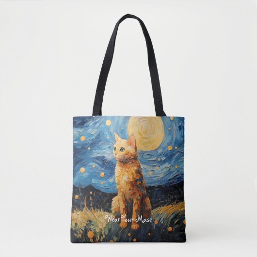 Moon Glow Cat Midnight Muse Personalisiert Tasche (Vorderseite)