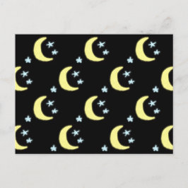 Moon Glow Postcard (schwarz & weich gelb) Feiertagspostkarte