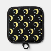 Moon Glow Pot Holder (schwarz & weich gelb) Topflappen (Vorderseite)