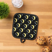 Moon Glow Pot Holder (schwarz & weich gelb) Topflappen (Oben Unten)