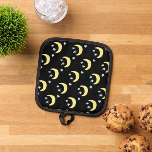 Moon Glow Pot Holder (schwarz & weich gelb) Topflappen (Oben Unten)