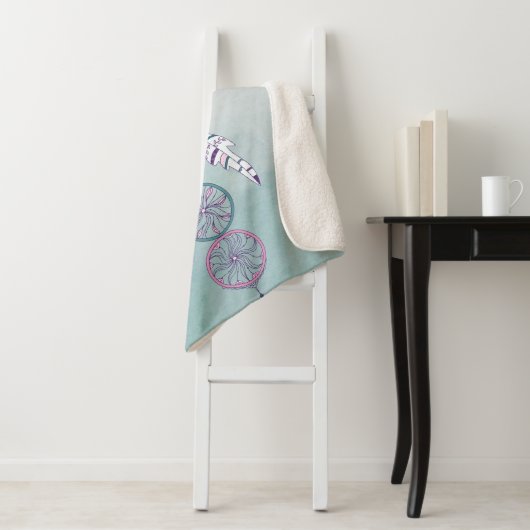 Moon Goddess Aquamarin Boho Dreamcatcher Sinti und Sherpadecke (Beispiel)