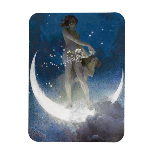 Moon Goddess Bare schneidet Night Stars   Magnet (Vertikal)
