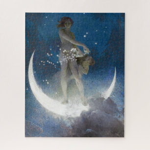 Moon Goddess Bare schneidet Night Stars   Puzzle