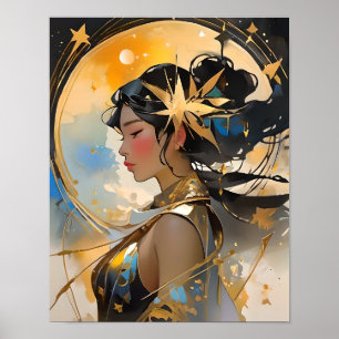 Moon Goddess Beautiful Woman Art Celestis Poster