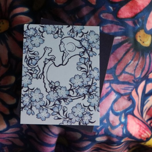 Moon Goddess Cat Hexch Blues Karte