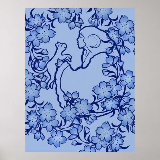 Moon Goddess Cat Hexch Blues Poster (Vorne)