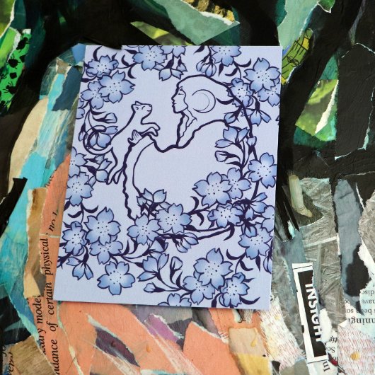 Moon Goddess Cat Hexch Blues Postkarte