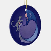 Moon Goddess Cat Hexe Keramik Ornament (Rechts)