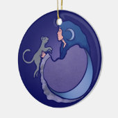 Moon Goddess Cat Hexe Keramik Ornament (Links)