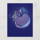 Moon Goddess Cat Hexe Postkarte (Vorderseite)