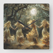 Moon Goddess Dance Clock Quadratische Wanduhr (Vorderseite)