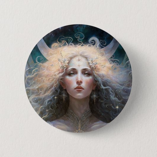 Moon Goddess Fantasy Art Button (Vorderseite)