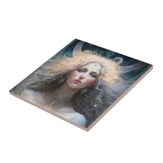 Moon Goddess Fantasy Art Fliese (Seite)