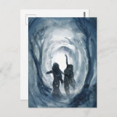 Moon Goddess feiern Sternenwald Blaue Wasserfarbe Postkarte (Vorne/Hinten)